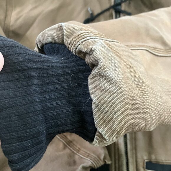 Y2K Dickies Canvas Hoodie Jacket Mens Tan Brown Distressed Utility 90s Workwear - Picture 9 of 12